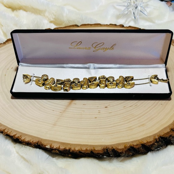 Laura Gayle gold tone Gold sliding charm bracelet NIB - Picture 3 of 4